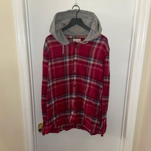 Aeropostale Hooded Flannel Button Down Shirt